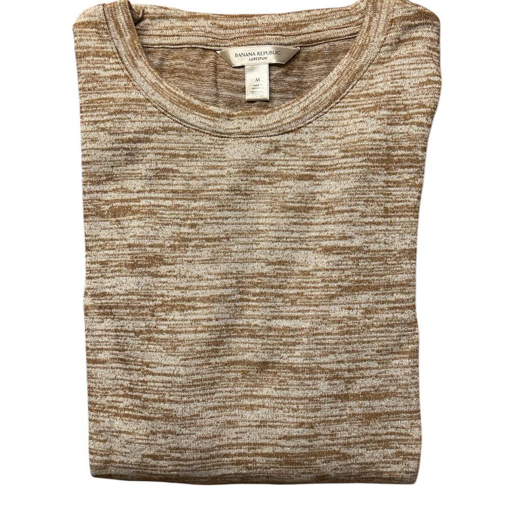 Banana Republic Beige/Gold-Brown Crewneck Light Weight Sweater Size M